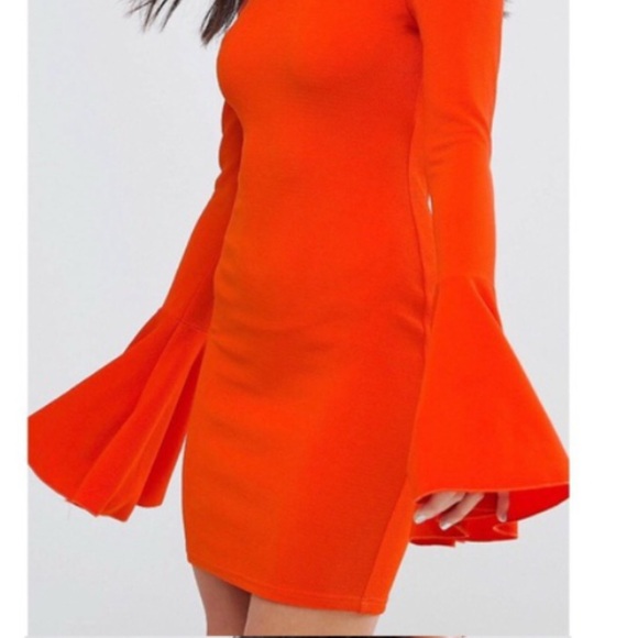AX Paris Vibrant Orange Bell Sleeve Mini Dress Size 8 - Picture 1 of 16